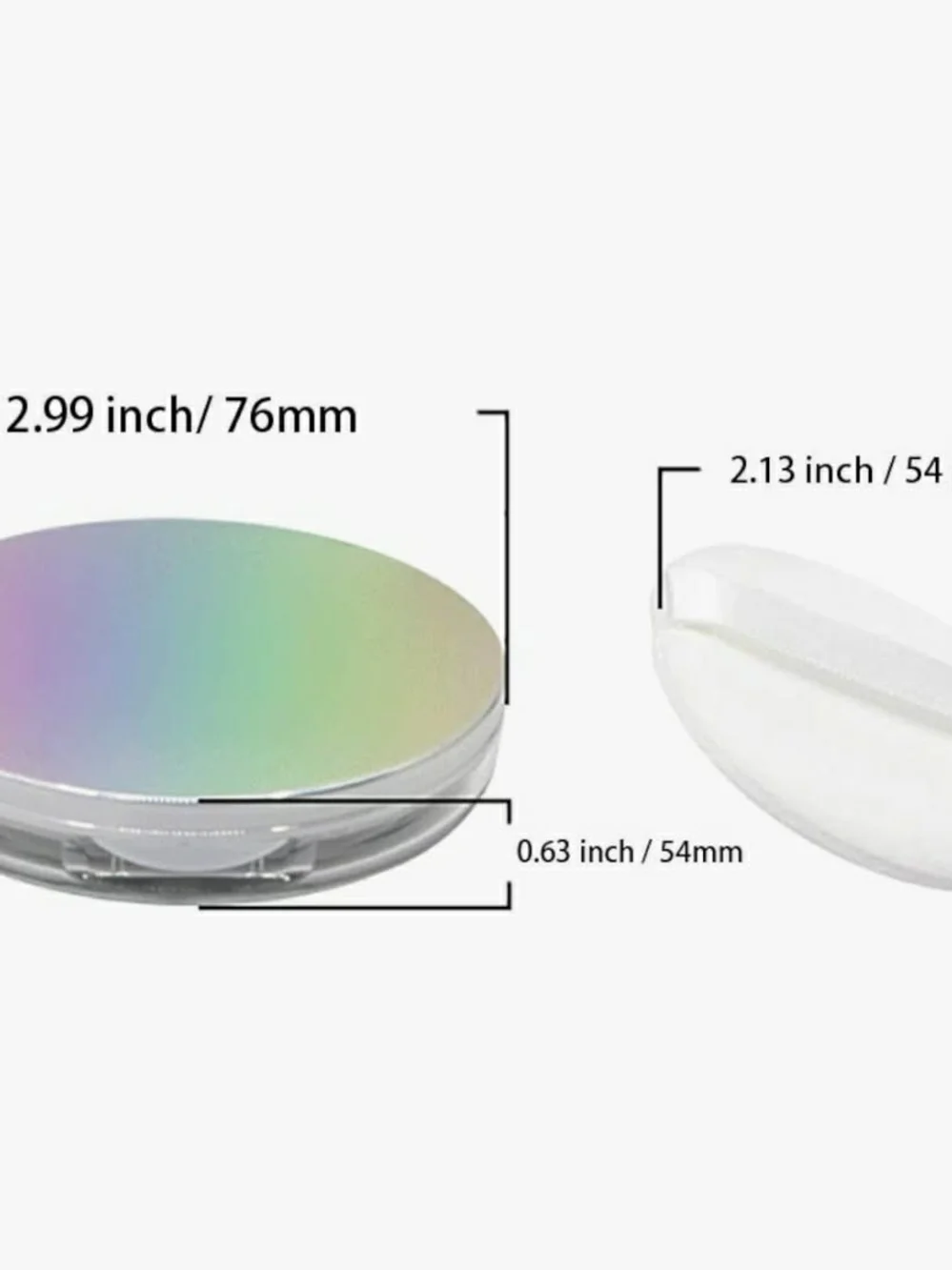 Reuseable Powder Compact Mirror Touch-Up Case with Puff - Iridescent BNIB